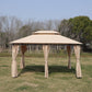 Khaki Outdoor Patio Gazebo Canopy Tent with Ventilated Double Roof