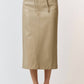 Lalavon - Polyurethane Leather Waist Tie Midi Skirt