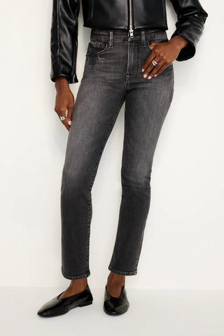 Good American - Calça jeans reta com fenda nas costas Good Legs