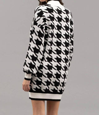 Blu Pepper - Mockneck Houndstooth Sweater Dress