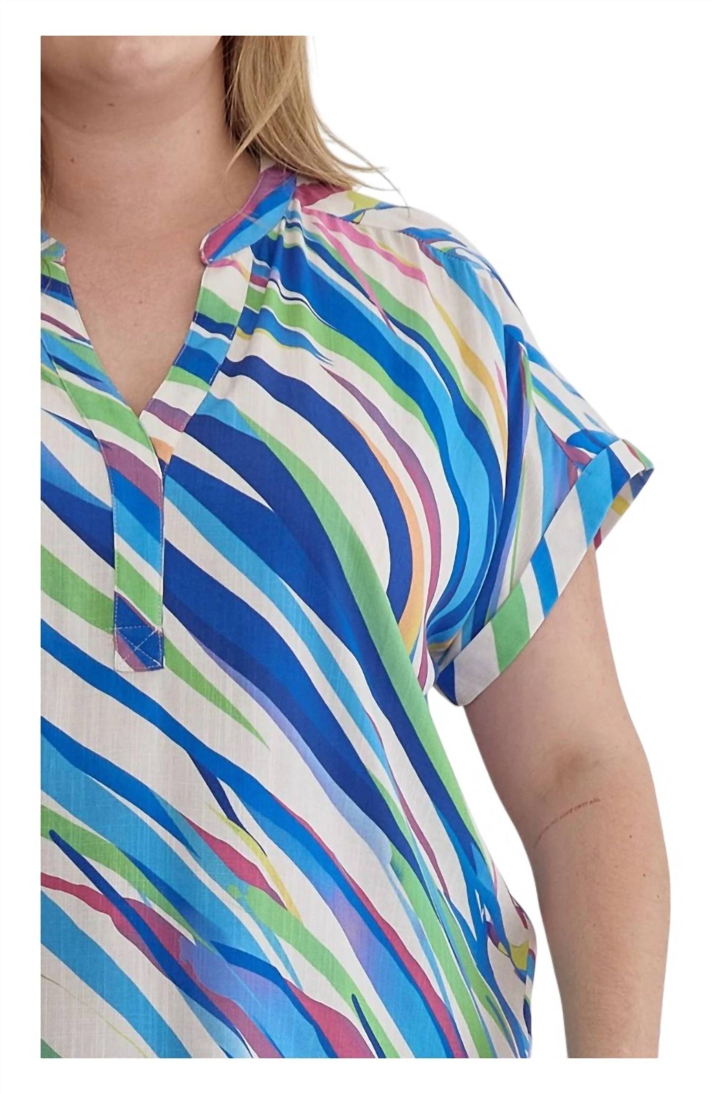 Entro - Tiger Print V-Neck Top - Plus