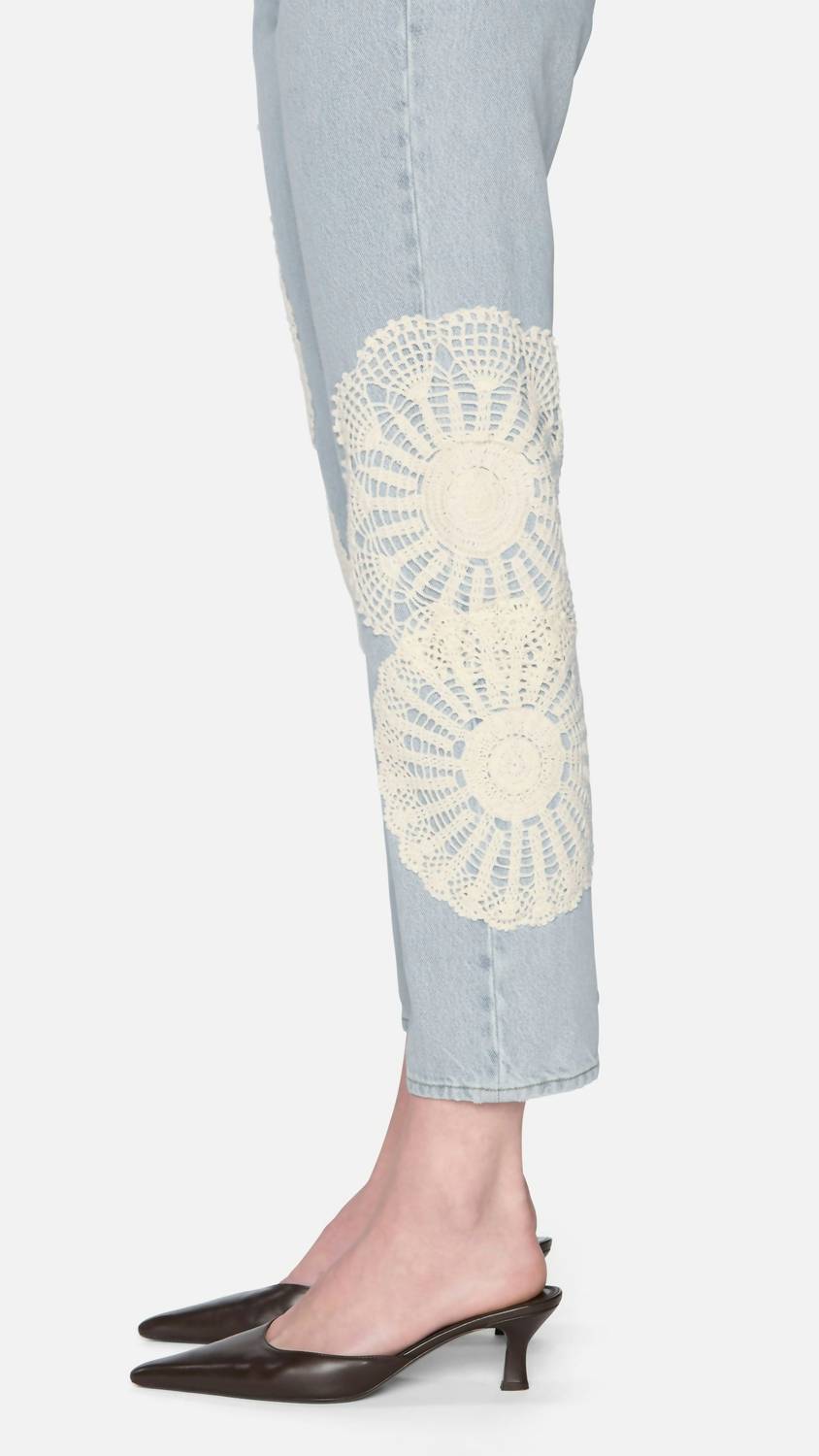 Frame - Crochet High Rise Vertical Crop Jeans