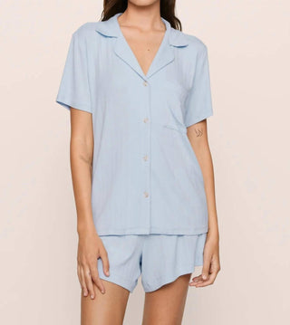 Eberjey - Conjunto de pijama curto relaxado com nervuras Gisele feminino