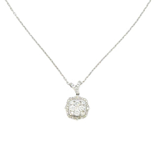 Aamiaa - Pingente de diamante natural Cushion Halo Cluster de 0,61 quilates