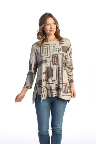 Jess & Jane - Women's Maze Diagonal Side Slit Top