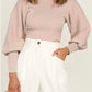 Esley Collection - Lovely mock neckline balloon sleeves top