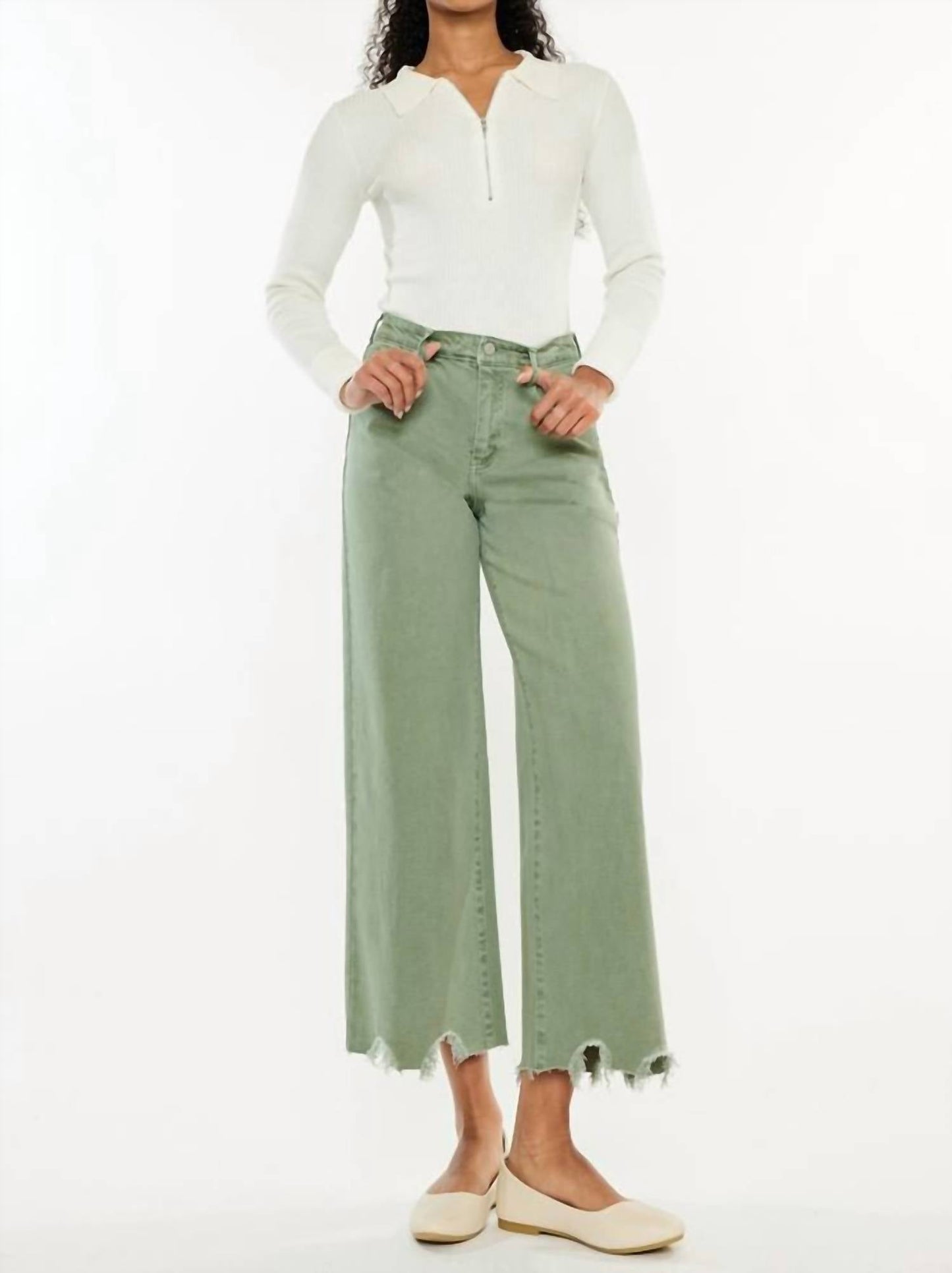 Kancan - High Rise Cropped Wide Leg Jean