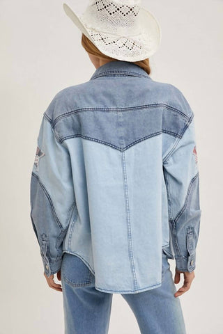 Bluivy - Denim Star Patchwork Shirt