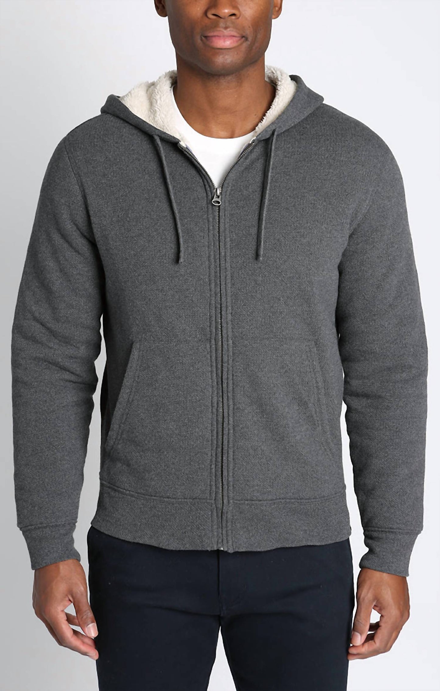 Jachs New York - Recycled Jacquard Sherpa Lined Full Zip Hoodie
