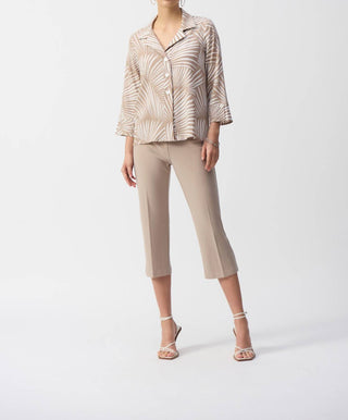 Joseph Ribkoff - Jaqueta trapézio com estampa tropical de seersucker