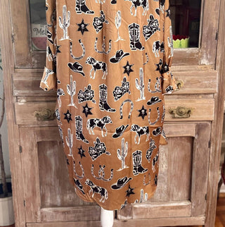 Ee:Some - Western Inspired Button Down Shirt Mini Dress