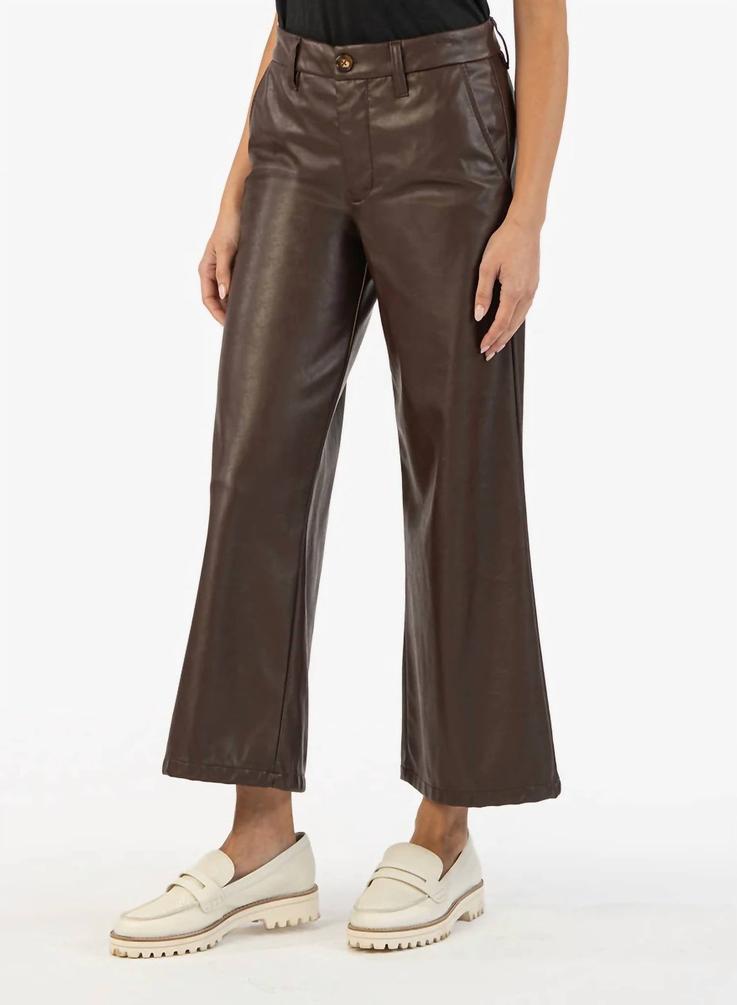 Kut From The Kloth - AUBRIELLE HIGH WAIST ANKLE WIDE LEG FAUX LEATHER PANTS