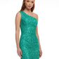 Ashleylauren - Beaded Asymetrical Lace-up Back Cocktail Dress