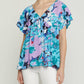 Entro - Floral Babydoll Ruffle Sleeve Top