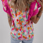 Entro - Floral Print Ruffle Sleeve Blouse
