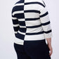 Joseph Ribkoff - Striped Sweater Knit V-neck Pullover