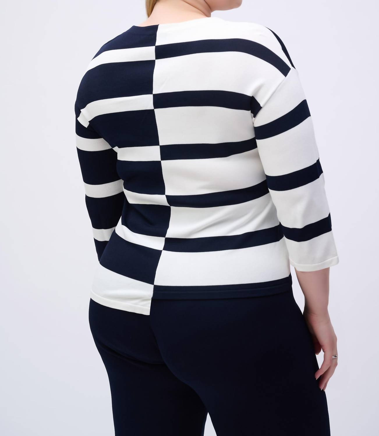 Joseph Ribkoff - Striped Sweater Knit V-neck Pullover