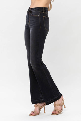 Judy Blue - Calça jeans skinny bootcut com cintura alta e bainha solta
