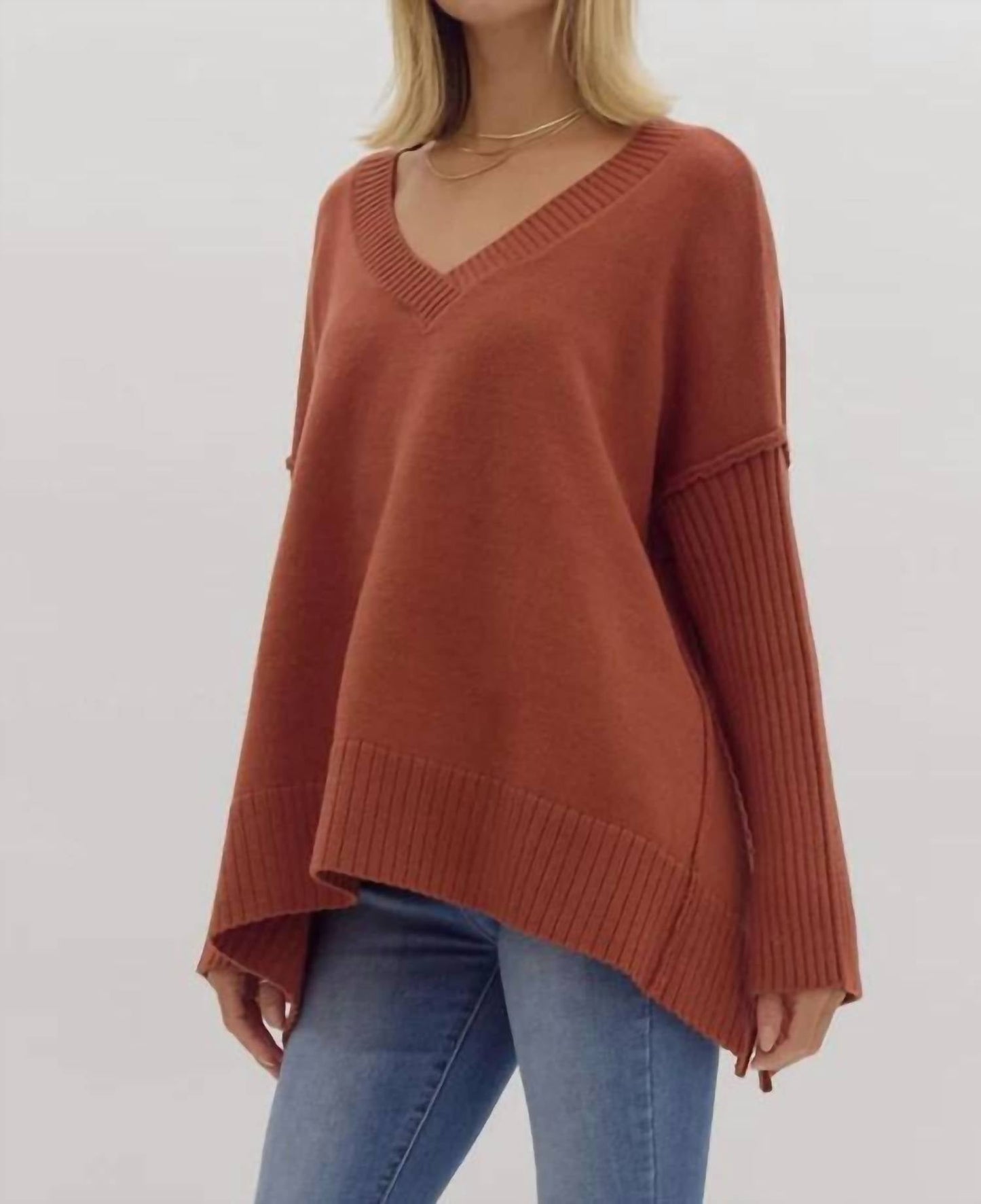 Entro - An Oversized V-Neck Top