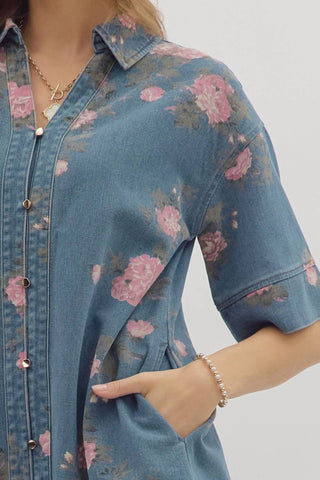 Entro - Floral Denim Dress