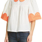 Stella Nova Carole Cotton Blouse White Red Size US 6