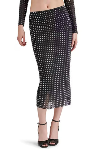 Steve Madden - Saia midi de malha com strass e detalhes em Emi