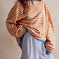 Free People - Striped Oversized Crewneck Sweatshirt