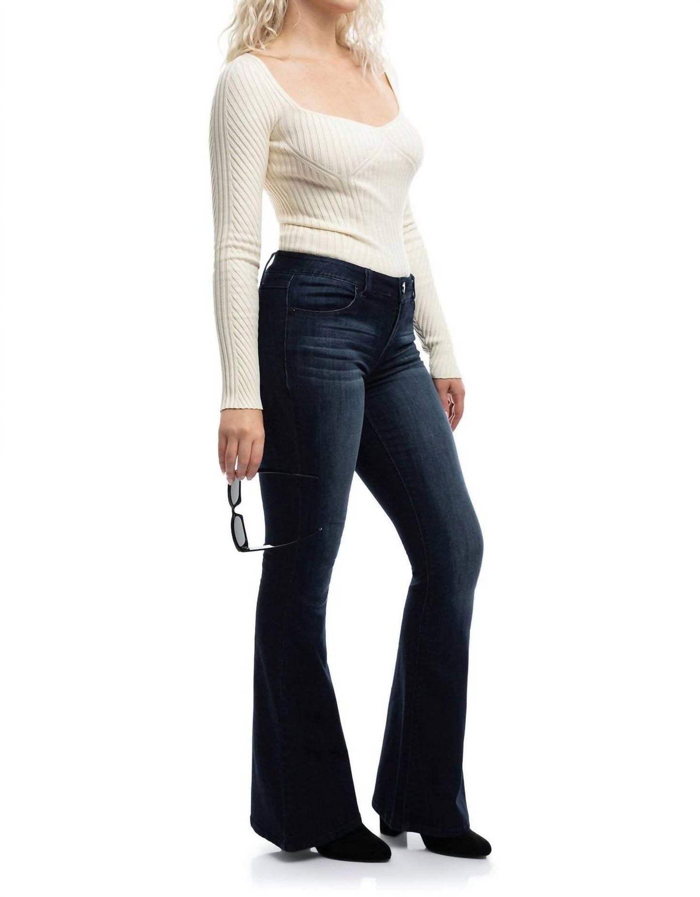 1822 Denim - Calça Jeans Flare Vintage Longa de Cintura Média