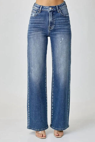 Risen - Calça Jeans Cintura Alta com Bolsos