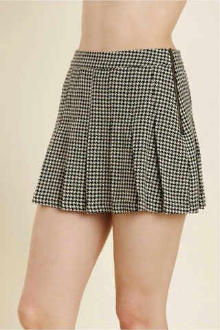 Aureum - Houndstooth Pleated Skirt
