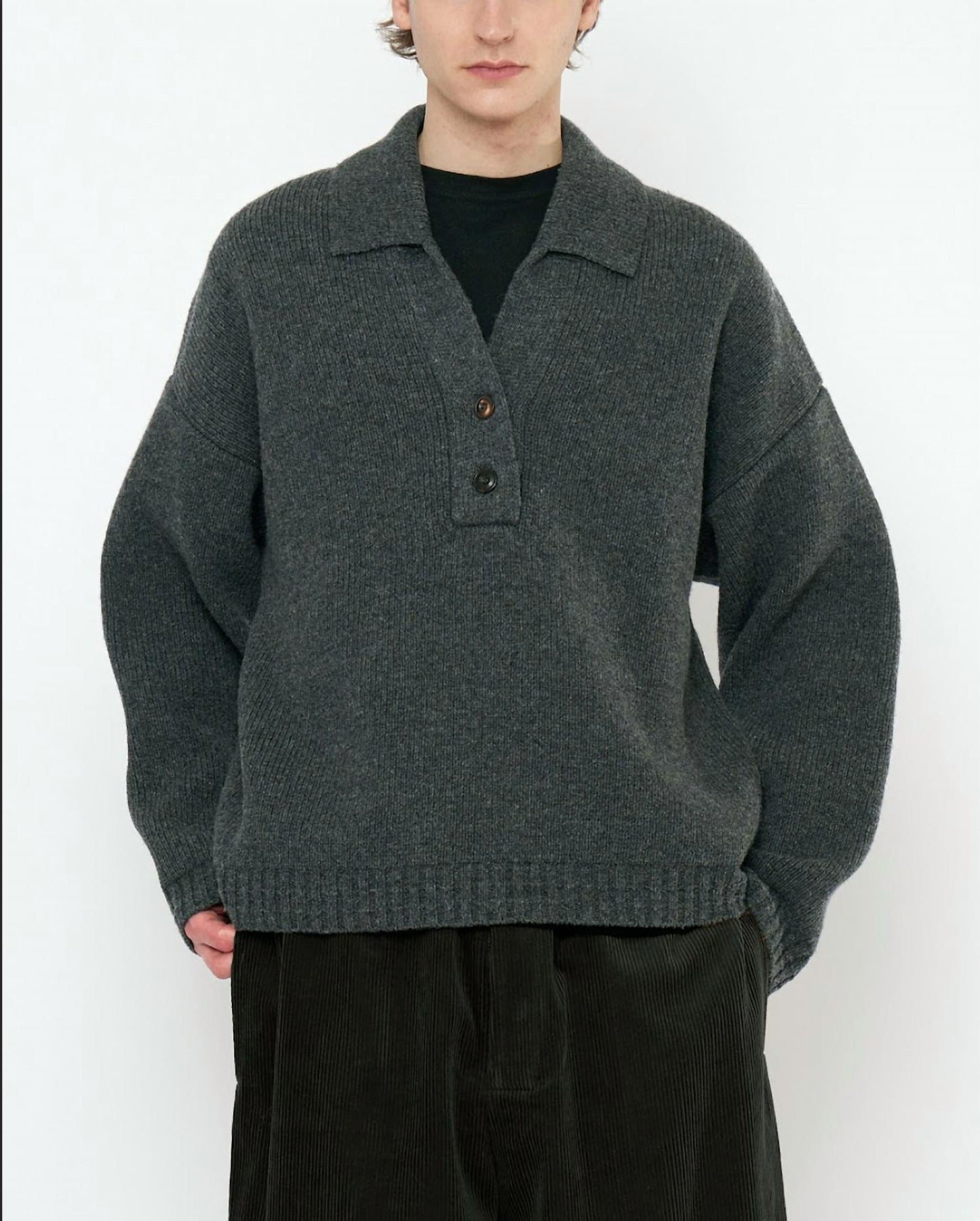 7115 By Szeki - Chunky Collared Recycled Wool Pullover
