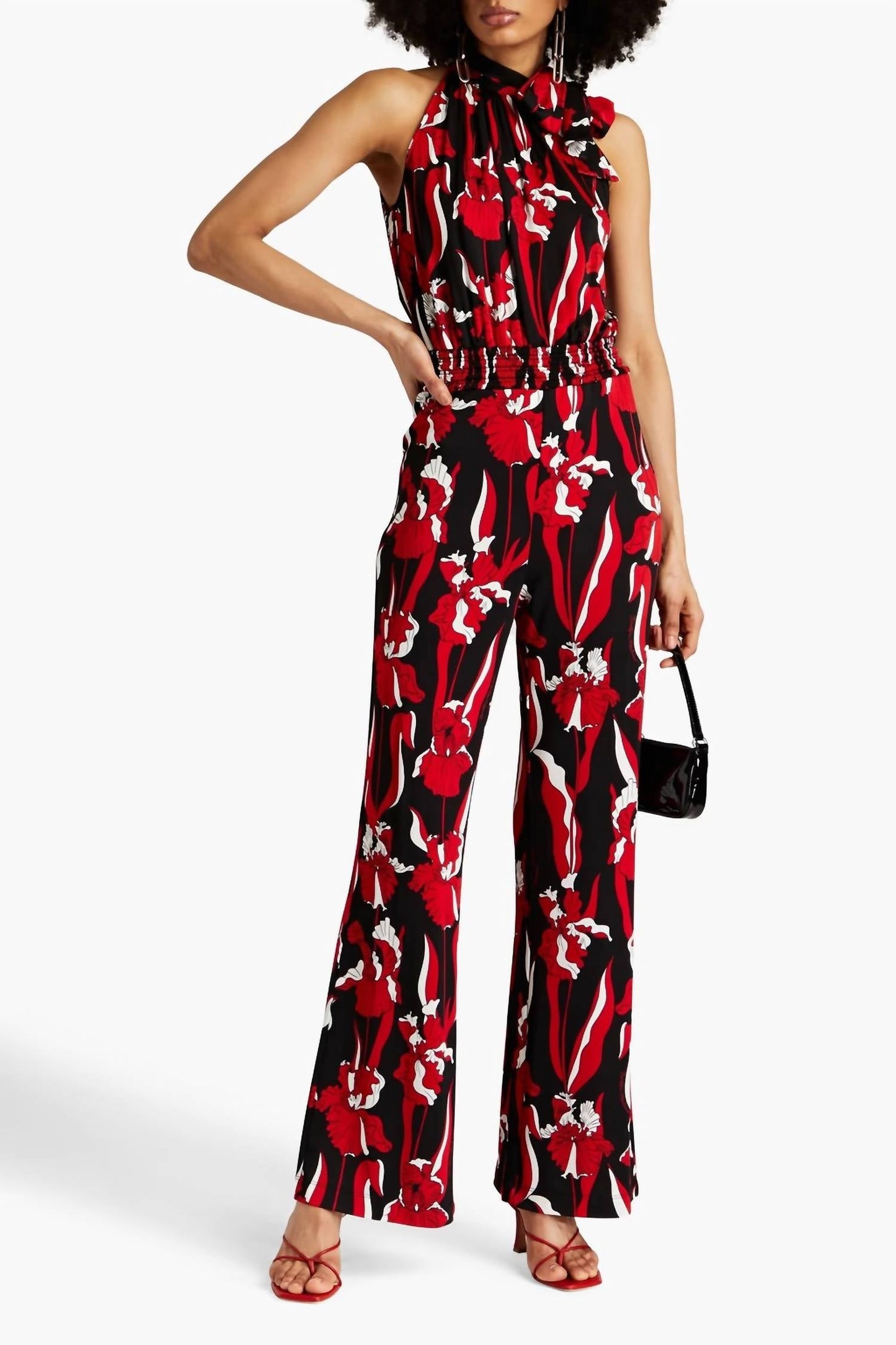 Boutique Moschino - Pussy-Bow Floral-Print Jersey Jumpsuit