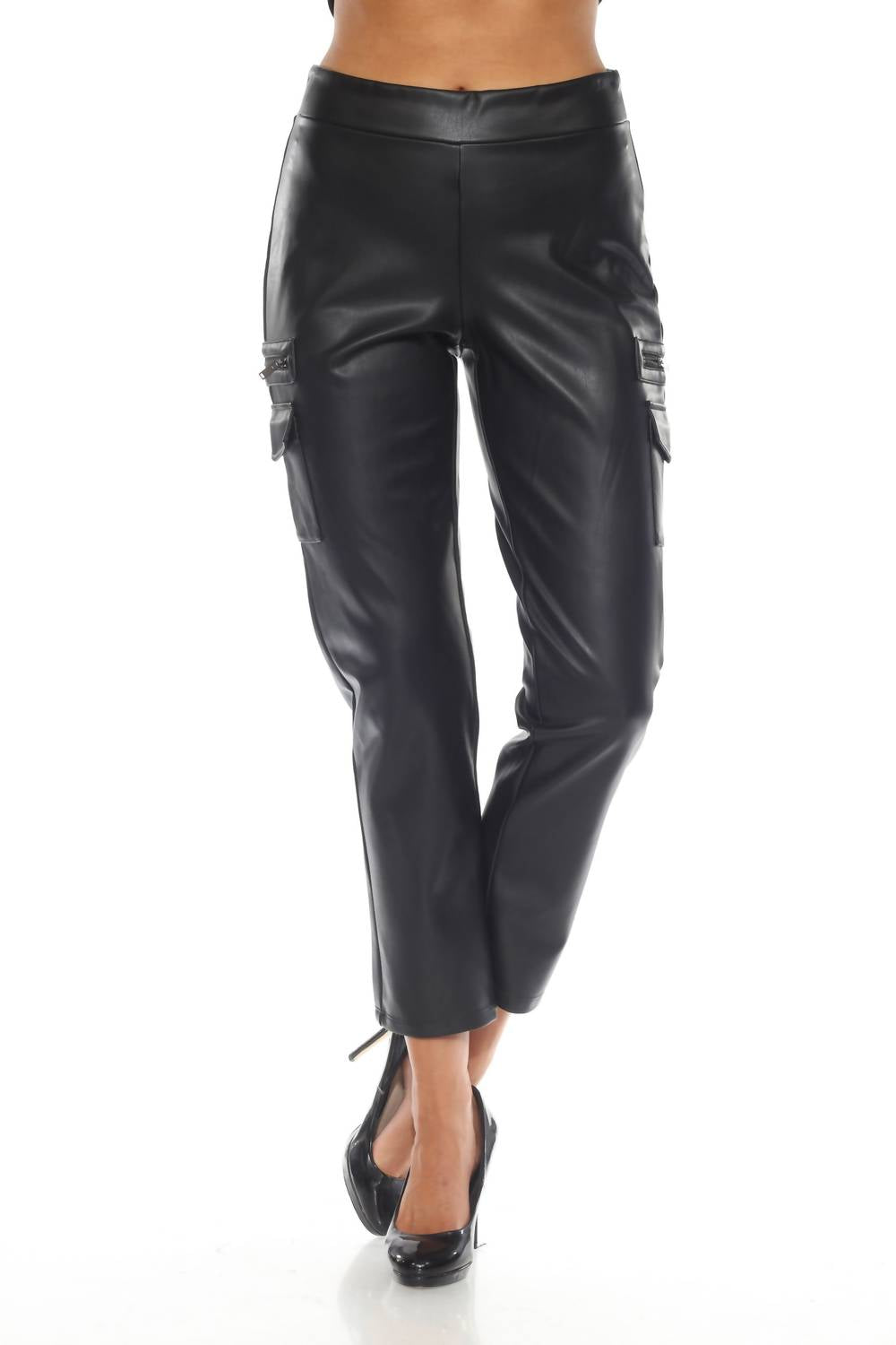 Joseph Ribkoff - Pull-on Faux Leather Cargo Pant
