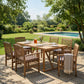 7 Pieces Acacia Wood Outdoor Dining Set, Modern 6 Chairs & 1 Large Table