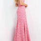 Jovani - V Neck Glitter Jersey Prom Dress
