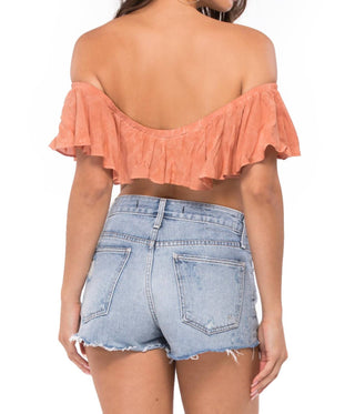 Blue Life - Top de renda Melanie com ombros à mostra