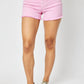 Judy Blue - Mid Rise Garment Dyed Fray Hem Shorts