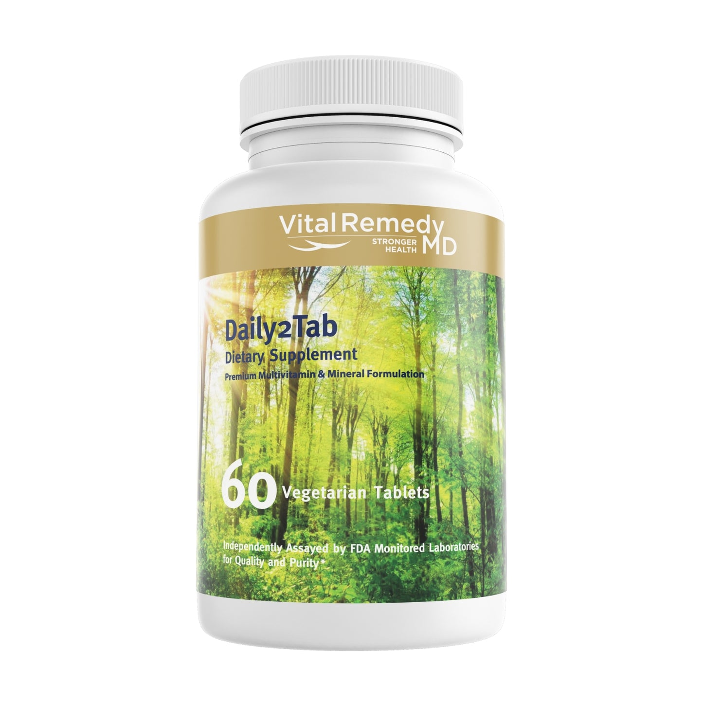Comprimidos vegetarianos multivitamínicos e minerais essenciais Vital Remedy MD Daily2Tab - 60 unidades