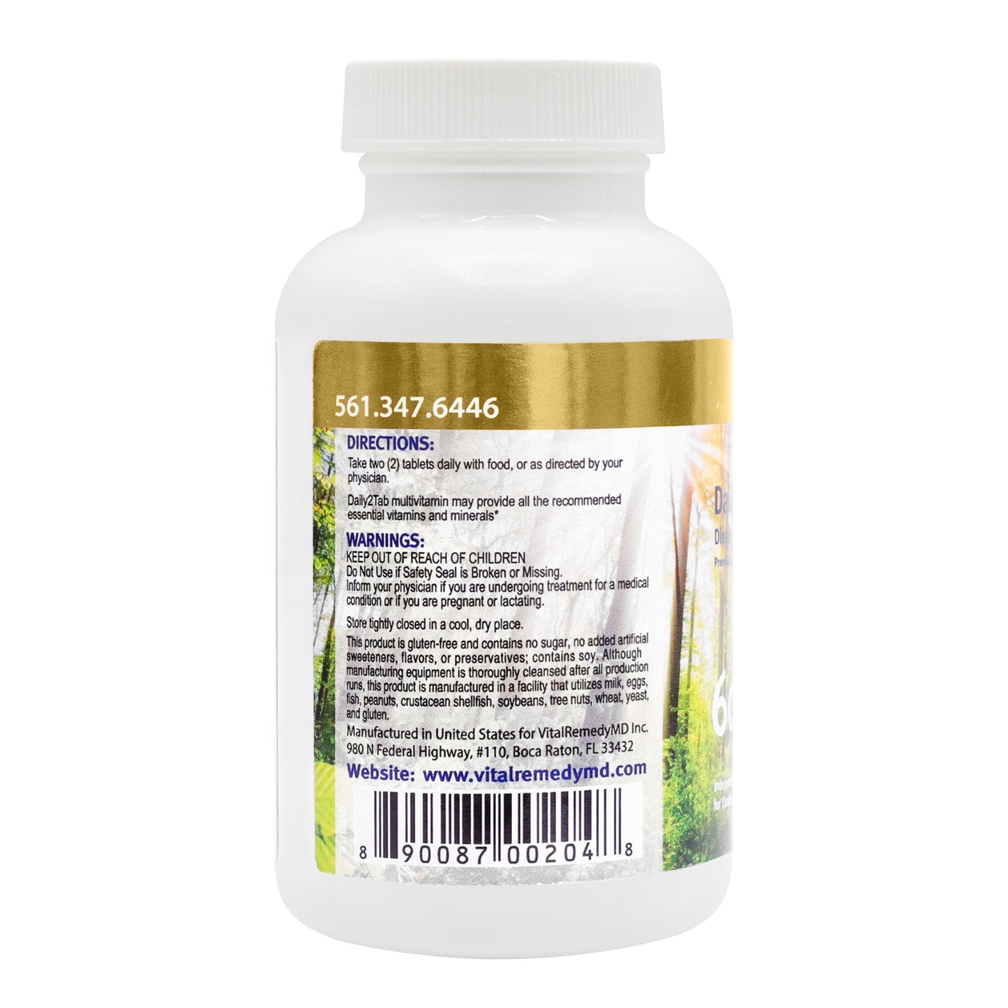 Comprimidos vegetarianos multivitamínicos e minerais essenciais Vital Remedy MD Daily2Tab - 60 unidades