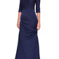 La Femme Sparkle Lace Trumpet Gown in Navy, Size 16
