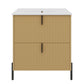 Fluted Bathroom Vanity With Ceramic Sink, Freestanding Design