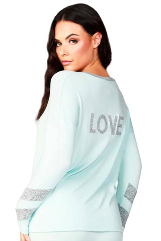 French Kyss - Blusa de manga comprida com decote em V e amor
