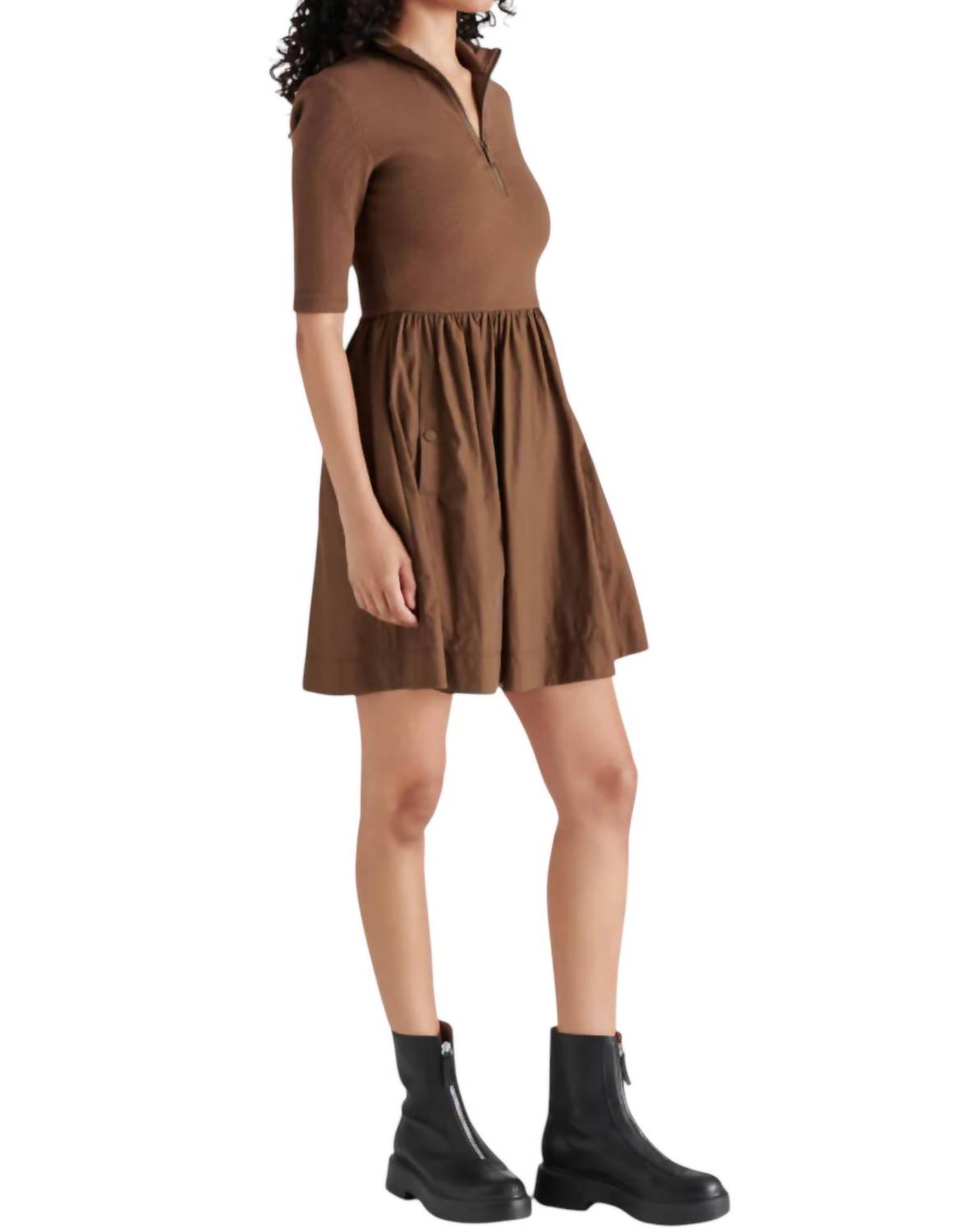 Steve Madden - Berlina Half Zip Mixed Media Dress