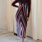 Mima Rosso - Velour Striped Pinafore Dress