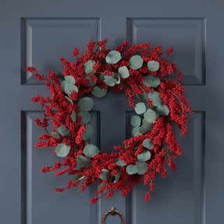 29-Inch Red Holiday Wreath – Vibrant, Lightweight Festive Décor