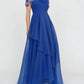 Theia - Atlas Shawl Draped Gown