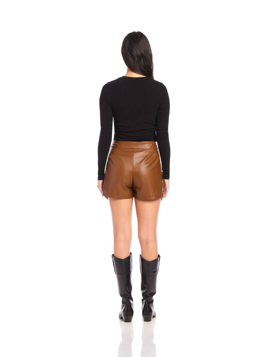 Fifteen Twenty - Modern Faux Leather High Waist Shorts
