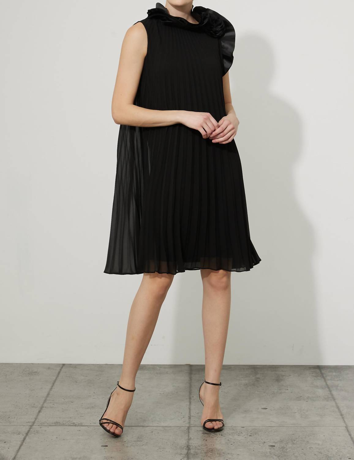 Joseph Ribkoff - Rosette Sleeveless Multi Pleat Dress