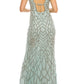Adrianna Papell - Beaded Plunge Long Evening Dress