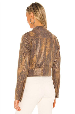Free People - Jaqueta de couro vegano Fenix ​​Snakeskin Moto